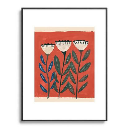 Terracotta Folk Blooms Framed Art Print Gallery Image 85