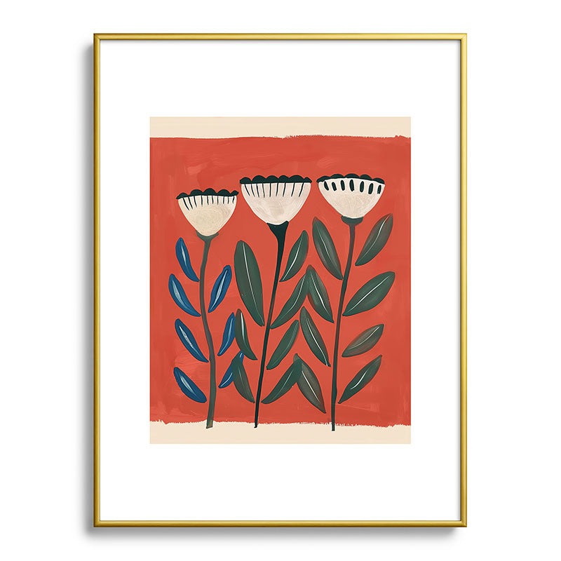 Terracotta Folk Blooms Framed Art Print Gallery Image 91
