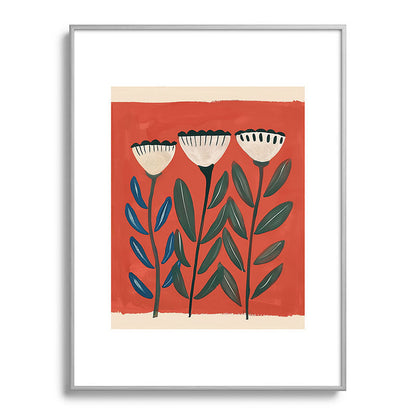 Terracotta Folk Blooms Framed Art Print Gallery Image 99