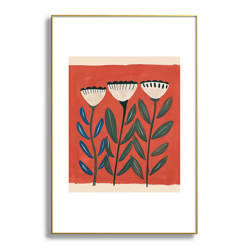 Terracotta Folk Blooms Framed Art Print Gallery Image 93
