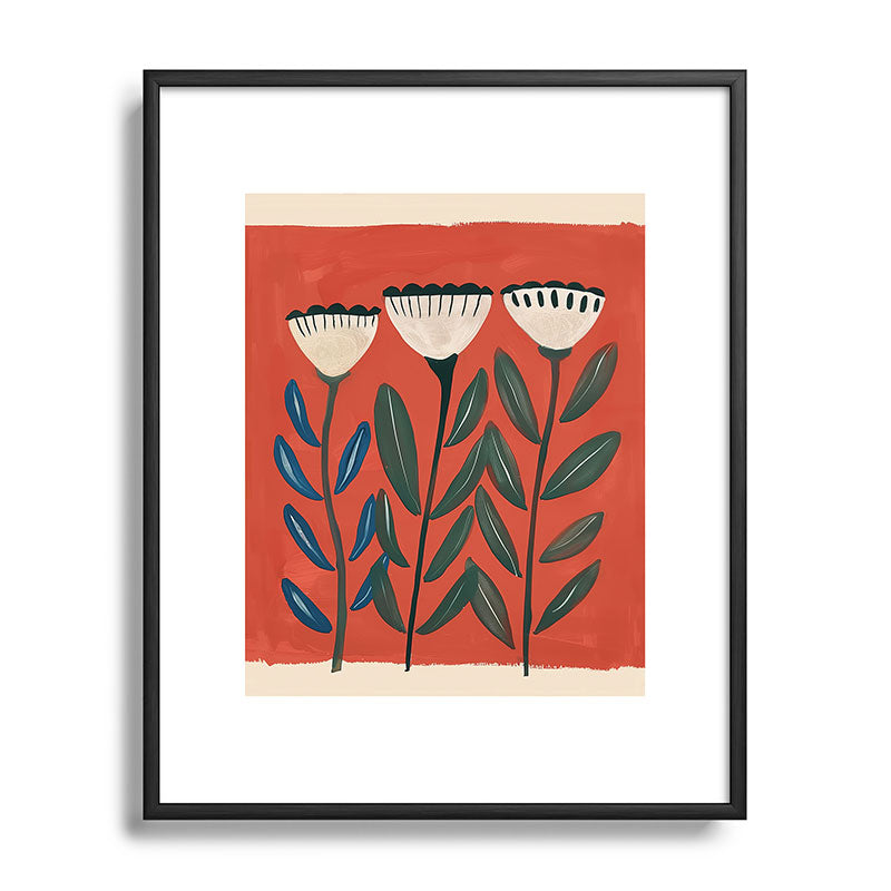 Terracotta Folk Blooms Framed Art Print Gallery Image 81