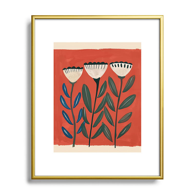 Terracotta Folk Blooms Framed Art Print Gallery Image 89