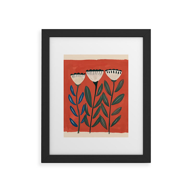Terracotta Folk Blooms Framed Art Print Gallery Image 29