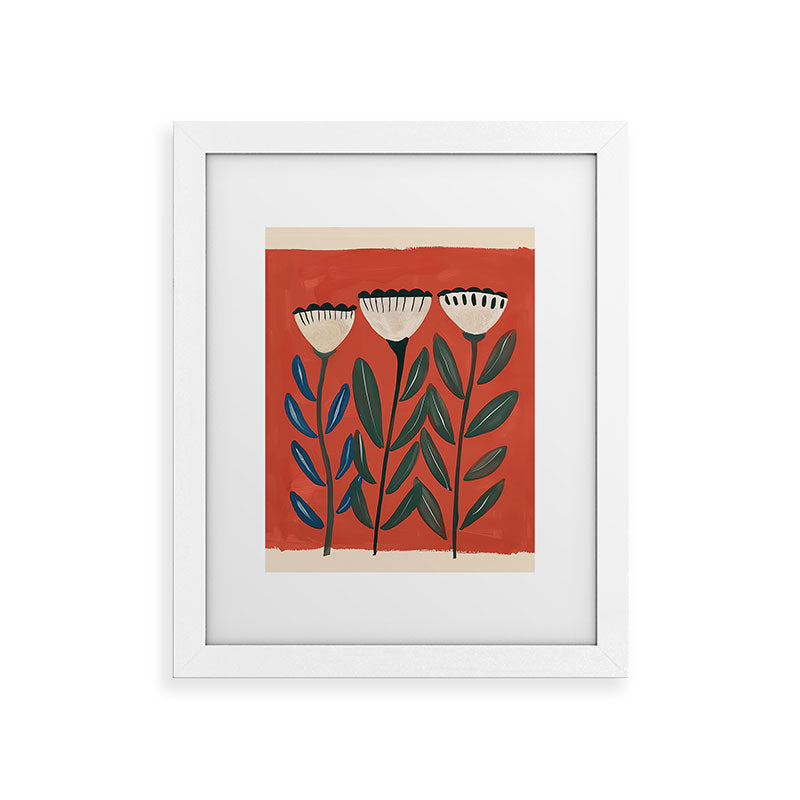 Terracotta Folk Blooms Framed Art Print Gallery Image 53