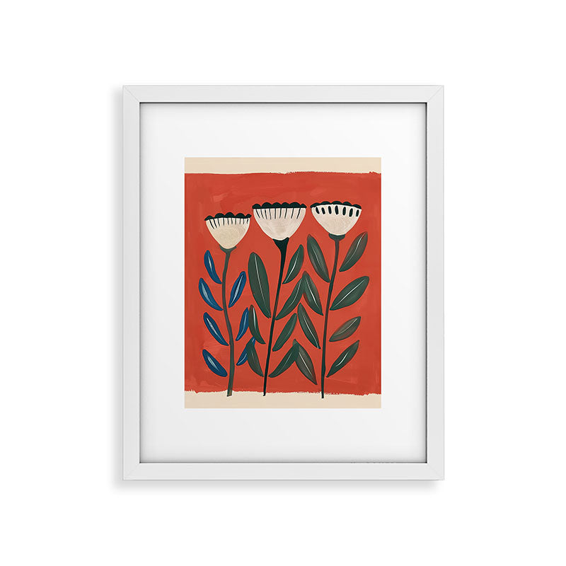 Terracotta Folk Blooms Framed Art Print Gallery Image 25