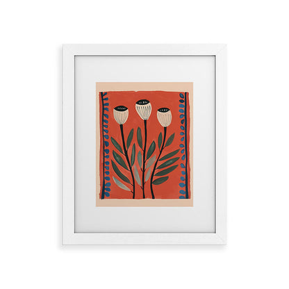 Terracotta Poppy Pod Folk Art Framed Art Print Gallery Image 53