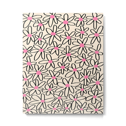 Joyful Flower Lines - b/w pink Metal Print Gallery Image 1