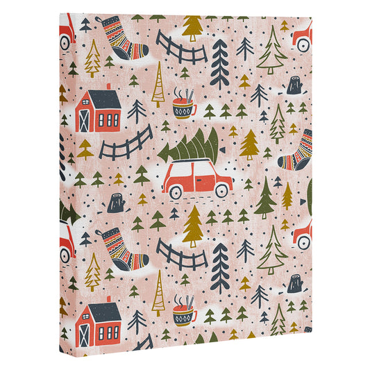 Home For The Holidays Blush Pink Christmas Canvas Print Gallery Image 1