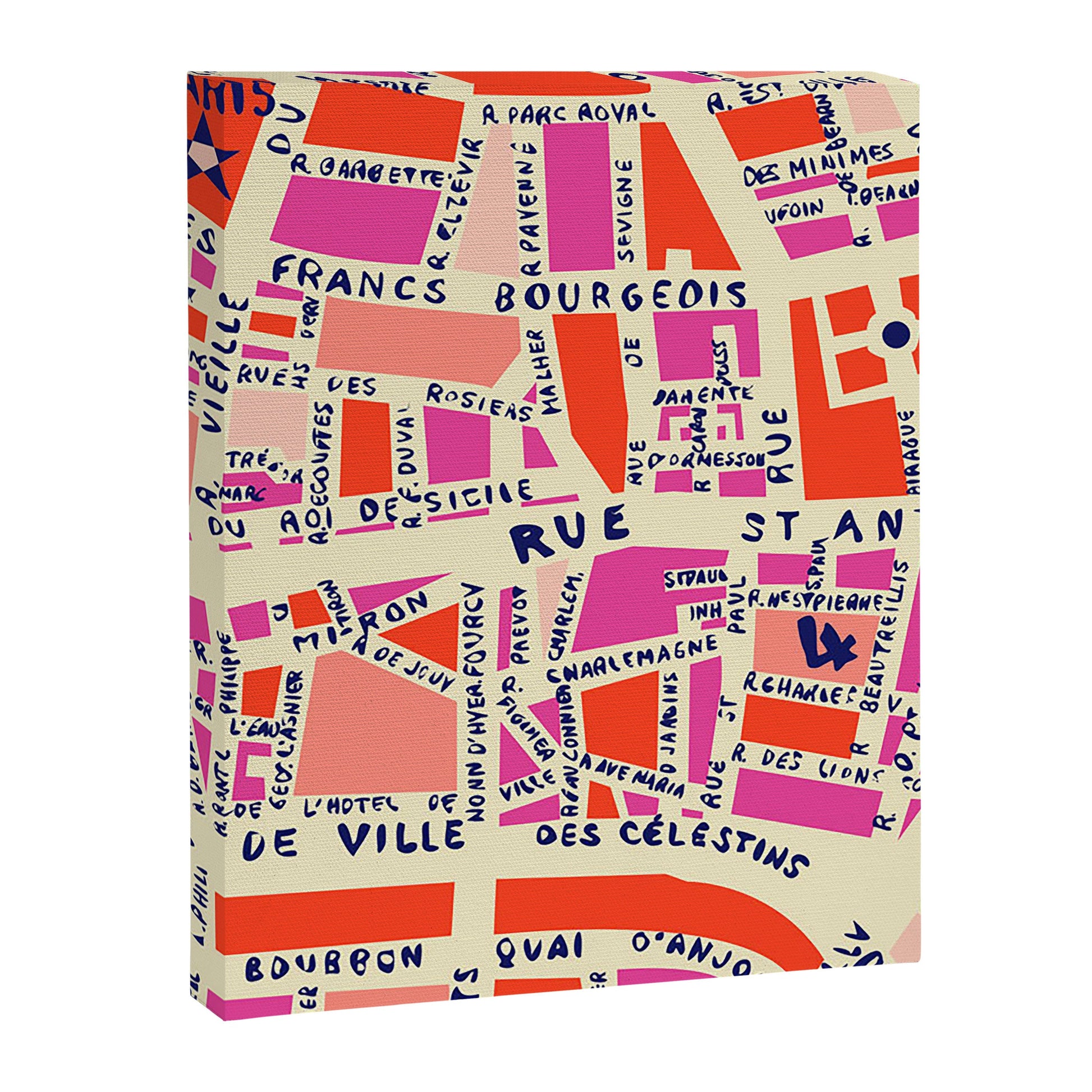 paris map pink Canvas Print Gallery Image 5