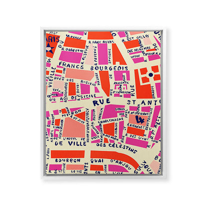 paris map pink Framed Canvas Print Gallery Image 35