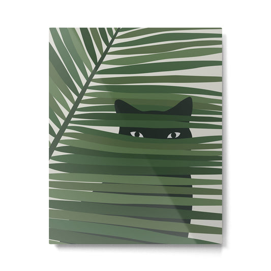 Cat and Plant 53 Metal Print Gallery Image 1