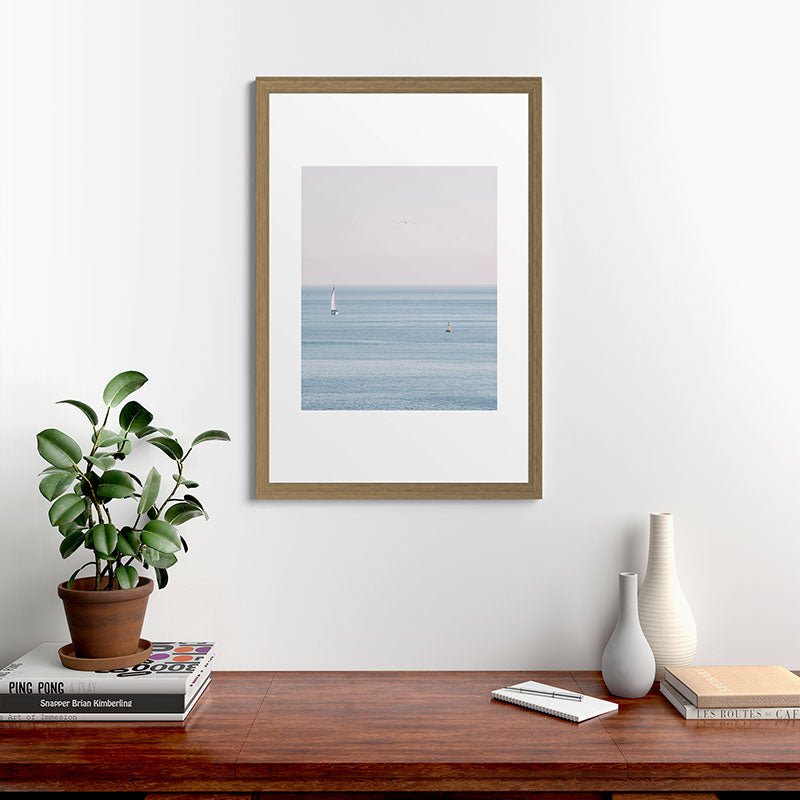 Ocean - Sail boat in calm sea - travel photography Framed Art Print Gallery Image 41