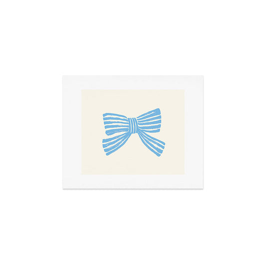 Blue Stripe Bow Ribbon Art Print Gallery Image 1