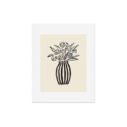 Stripe Flower Vase - Black and White Art Print Gallery Image 4