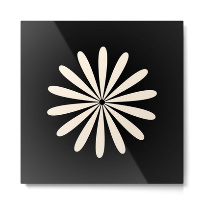 Big Daisy Retro Minimalist Flower Black and Almond Cream Metal Print Gallery Image 5