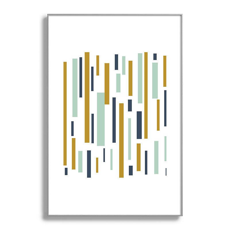 Interrupted Lines Mid-Century Modern Minimalist Pattern in Navy Blue, Teal Mint, Gold Mustard, White Framed Art Print Gallery Image 138