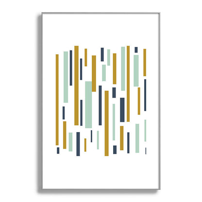 Interrupted Lines Mid-Century Modern Minimalist Pattern in Navy Blue, Teal Mint, Gold Mustard, White Framed Art Print Gallery Image 137