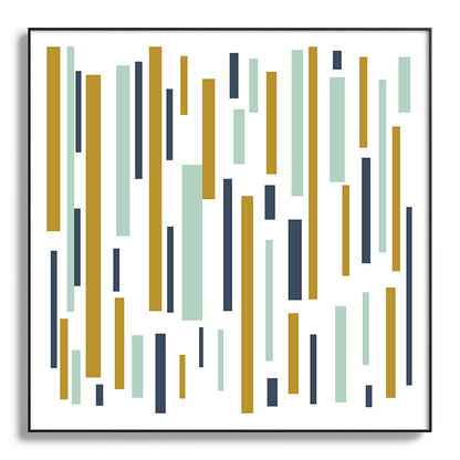 Interrupted Lines Mid-Century Modern Minimalist Pattern in Navy Blue, Teal Mint, Gold Mustard, White Framed Art Print Gallery Image 130