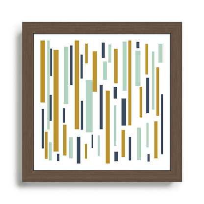 Interrupted Lines Mid-Century Modern Minimalist Pattern in Navy Blue, Teal Mint, Gold Mustard, White Framed Art Print Gallery Image 13