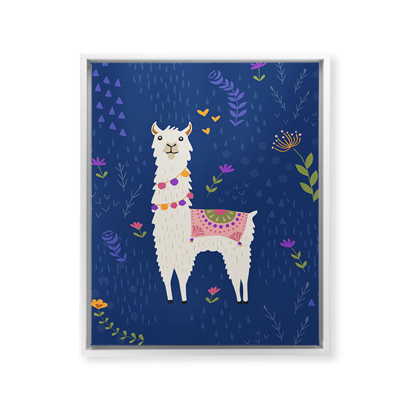 Llama on Blue Framed Canvas Print Gallery Image 19