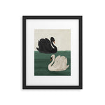 Black Swan White Swan Framed Art Print Gallery Image 1
