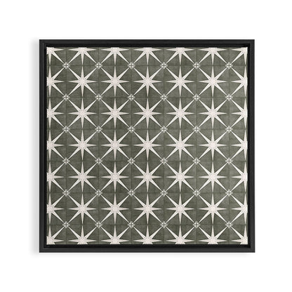 arlo star tile - olive Framed Canvas Print Gallery Image 2
