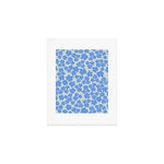 Blue flower blossom scatter on soft green Art Print Gallery Image 1
