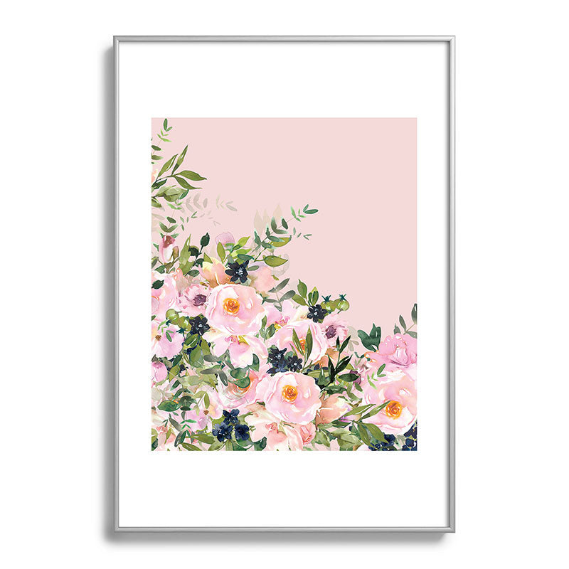 Boho, Vintage, Floral Watercolor, Pink Roses Framed Art Print Gallery Image 132