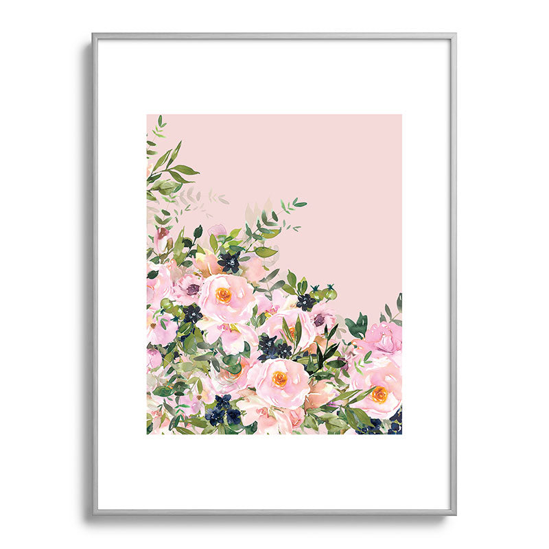 Boho, Vintage, Floral Watercolor, Pink Roses Framed Art Print Gallery Image 135