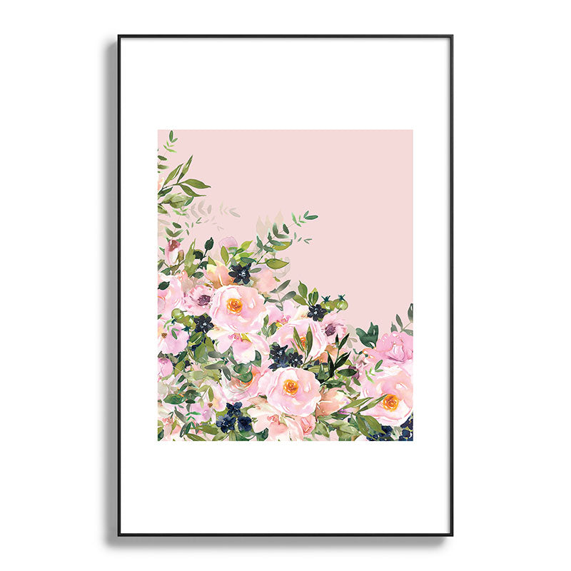 Boho, Vintage, Floral Watercolor, Pink Roses Framed Art Print Gallery Image 117