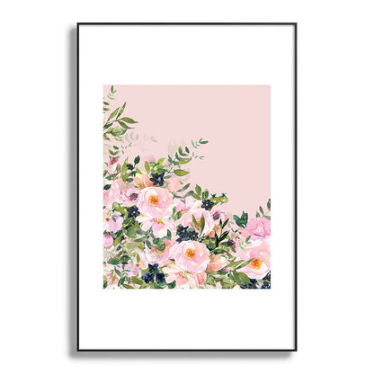 Boho, Vintage, Floral Watercolor, Pink Roses Framed Art Print Gallery Image 117