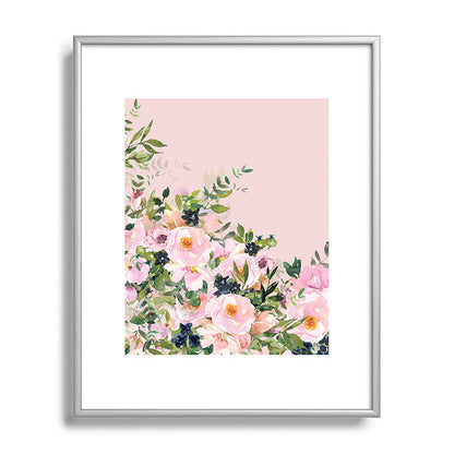 Boho, Vintage, Floral Watercolor, Pink Roses Framed Art Print Gallery Image 131