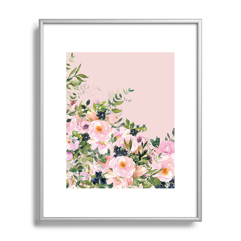 Boho, Vintage, Floral Watercolor, Pink Roses Framed Art Print Gallery Image 129