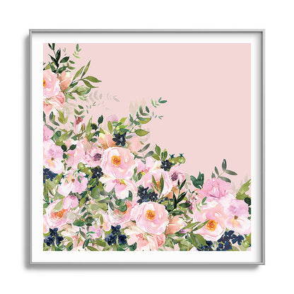 Boho, Vintage, Floral Watercolor, Pink Roses Framed Art Print Gallery Image 141