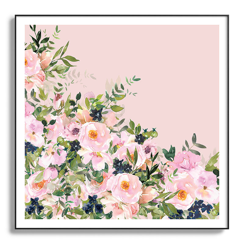 Boho, Vintage, Floral Watercolor, Pink Roses Framed Art Print Gallery Image 130