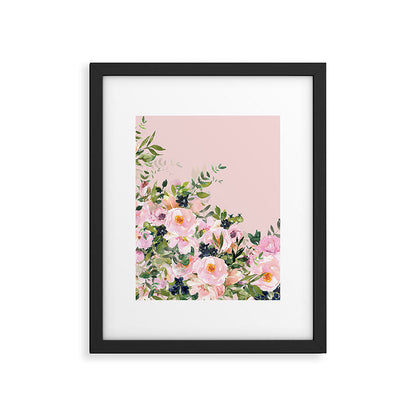 Boho, Vintage, Floral Watercolor, Pink Roses Framed Art Print Gallery Image 6