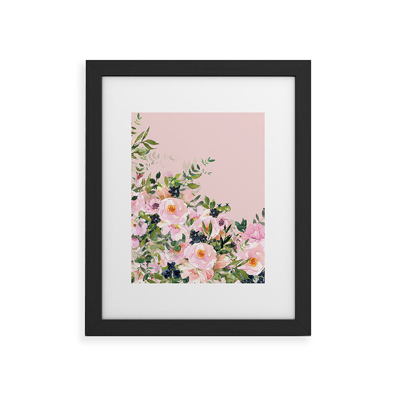 Boho, Vintage, Floral Watercolor, Pink Roses Framed Art Print Gallery Image 47