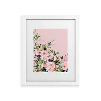 Boho, Vintage, Floral Watercolor, Pink Roses Framed Art Print Gallery Image 75