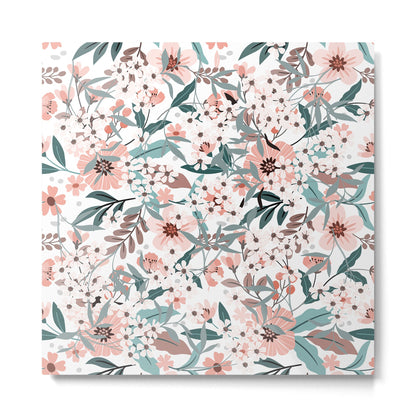 Spring Wildflowers, Floral Prints, Soft Pink and Teal Metal Print Gallery Image 5