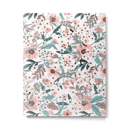 Spring Wildflowers, Floral Prints, Soft Pink and Teal Metal Print Gallery Image 3