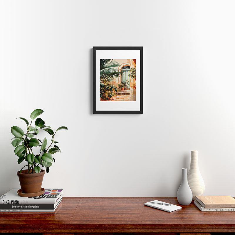 Villa Courtyard Mediterranean Art Framed Art Print Gallery Image 4