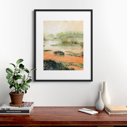 Egret On The Marsh Framed Art Print Gallery Image 9