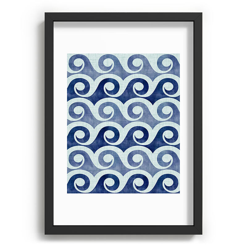 Indigo Geometric Beach Waves Framed Art Print Gallery Image 81