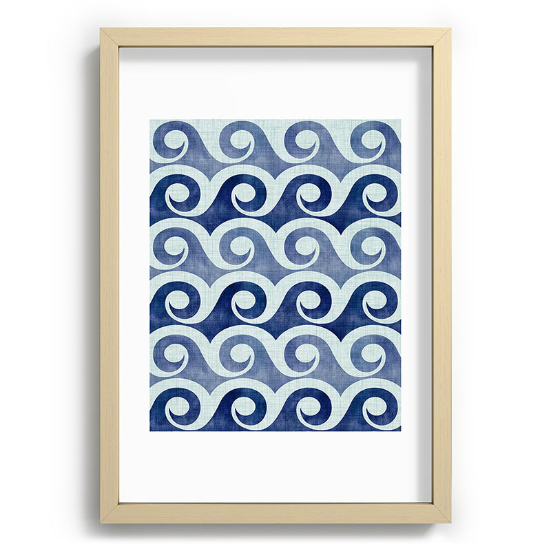 Indigo Geometric Beach Waves Framed Art Print Gallery Image 97