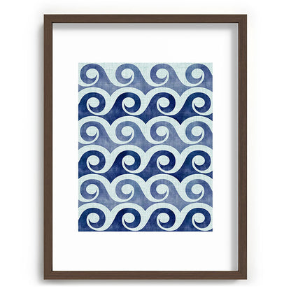 Indigo Geometric Beach Waves Framed Art Print Gallery Image 91