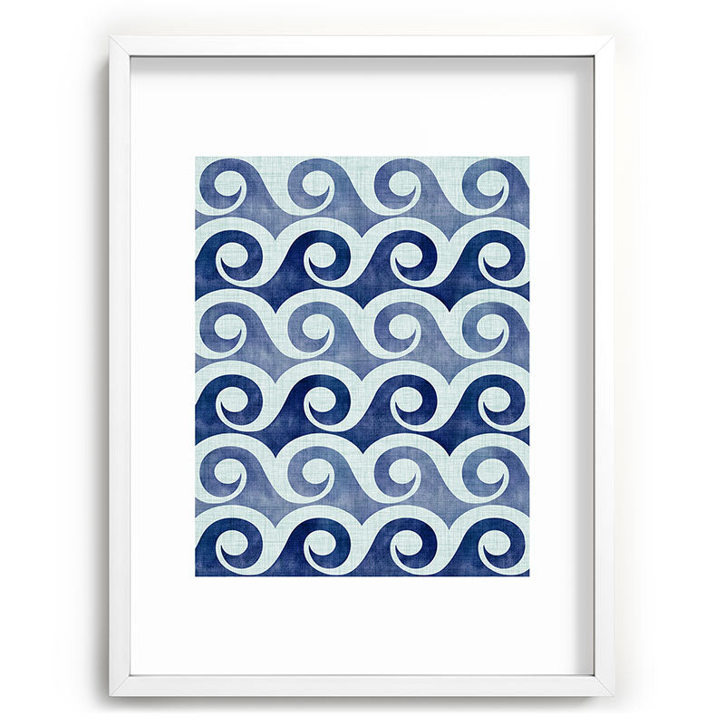 Indigo Geometric Beach Waves Framed Art Print Gallery Image 107
