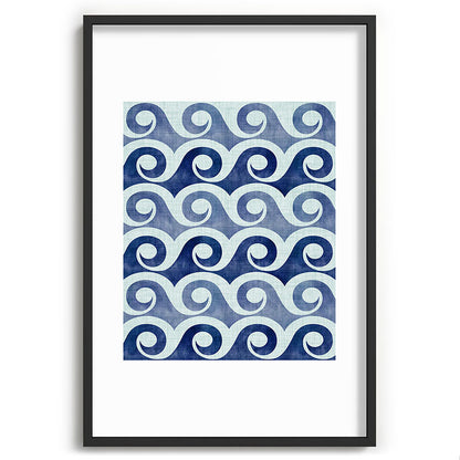 Indigo Geometric Beach Waves Framed Art Print Gallery Image 85