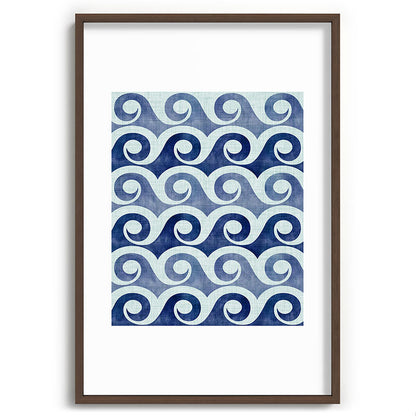 Indigo Geometric Beach Waves Framed Art Print Gallery Image 94