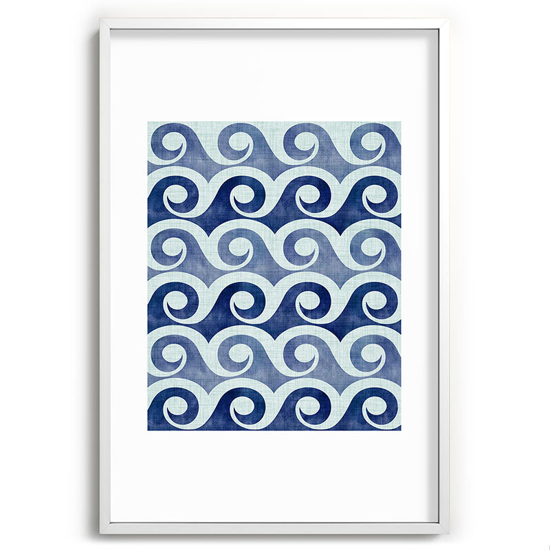 Indigo Geometric Beach Waves Framed Art Print Gallery Image 110