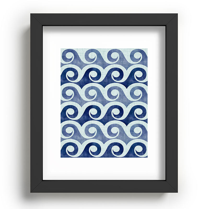 Indigo Geometric Beach Waves Framed Art Print Gallery Image 80